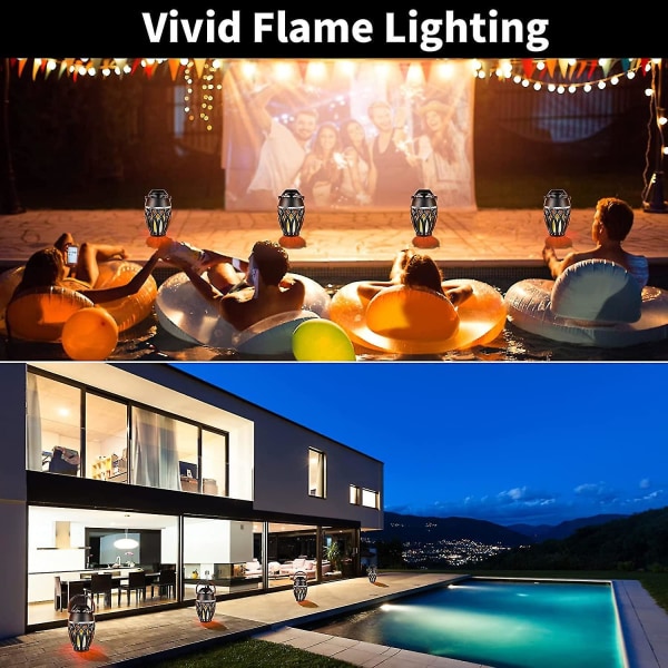 2-pack Utomhus Bluetooth-högtalare, Bluetooth 5.0 LED-flamhögtalare, IPX5 Vattentät Flamfackla Atmosfärshögtalare, Flamlampa, Presenter till Män Kvinnor