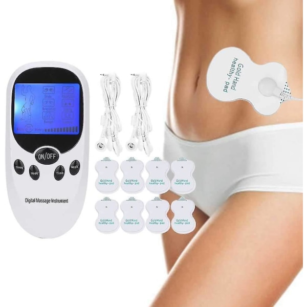 Dual Channel Tens Unit Muskelstimulator til Smertelindring med 6 Massagetilstande og 8 Padskift