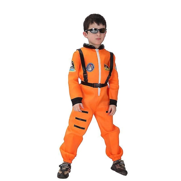 Umorden Purim-karnevaali Halloween-juhlapuku Lapset Astronautti Kosmonautti Puku Pojat Yhtenäinen Lentäjä Cosplay Lapsille Poika Orange XL(height 130-140cm)