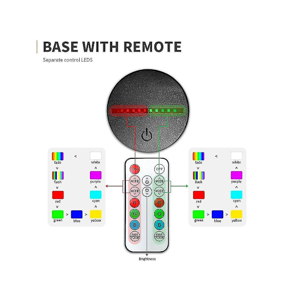 3d LED nattlyslampe base to-tone 7 farger LED lampe base med fjernkontroll USB-kabel for akryl og