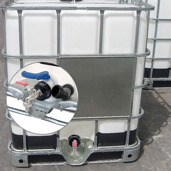 Vanninnsamlingsbeholderkran, 1000l IBC-adapter IBC-tankadapter S60x6 Tankadapter for messing hagekran