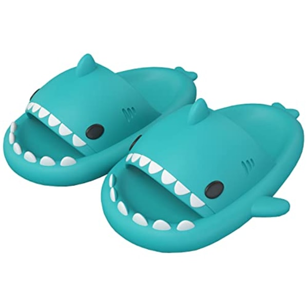 Unisex Shark Slides - halkfria, roliga sandaler med öppen tå, trendiga, söta strandtofflor för inomhus- och utomhusbruk (5,5-6,5)