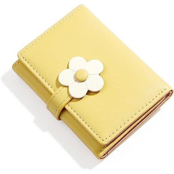 Liten lommebok for jenter Dame Trefoldet lommebok Kontantlommeblomster Pri yellow