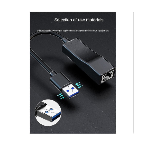 USB til Ethernet-adapter, USB 3.0 til Gigabit Ethernet LAN-netværksadapter, driverfri, kompatibel med