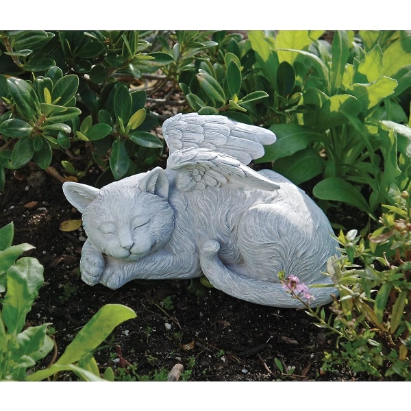 Cat Angel Pet Memorial Grave Marker Tribute Statue, One Size, fuld farve