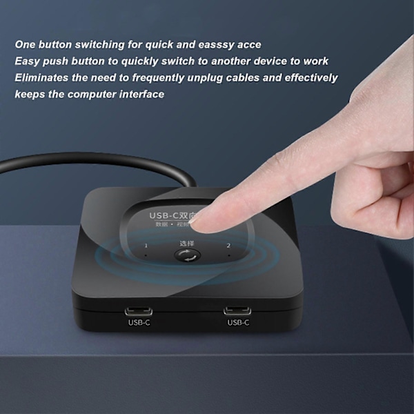 USB-C-switch 2-i-1-utgång Plug and Play 8K 60Hz HD Typ C Bi-riktad Switcher Splitter med strömindikator för datorer