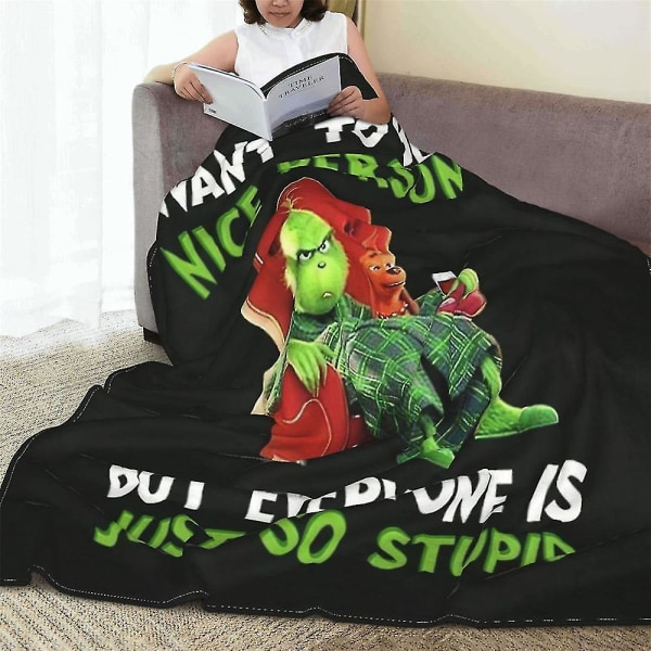 The Grinch tæppe blødt hyggeligt gaver julefest soveværelse dekoration 1