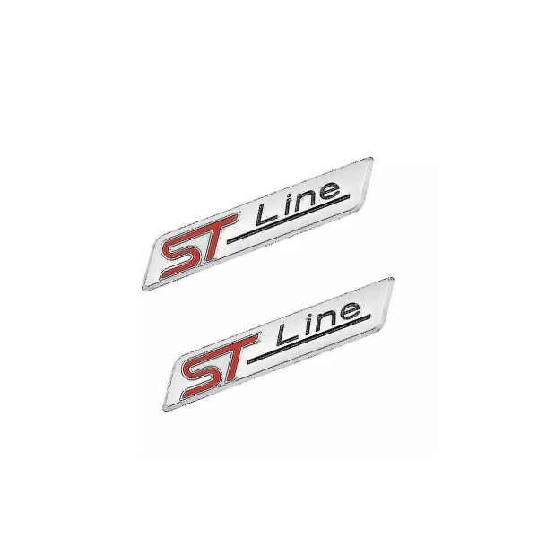 2 x Ford St Line Badge Fiesta Focus St Sølv Krom Metalbelagt Dekal Emblem