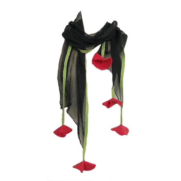 Skjerf for kvinner Head Wrap 3d rød blomst svart skjerf hals varm lett
