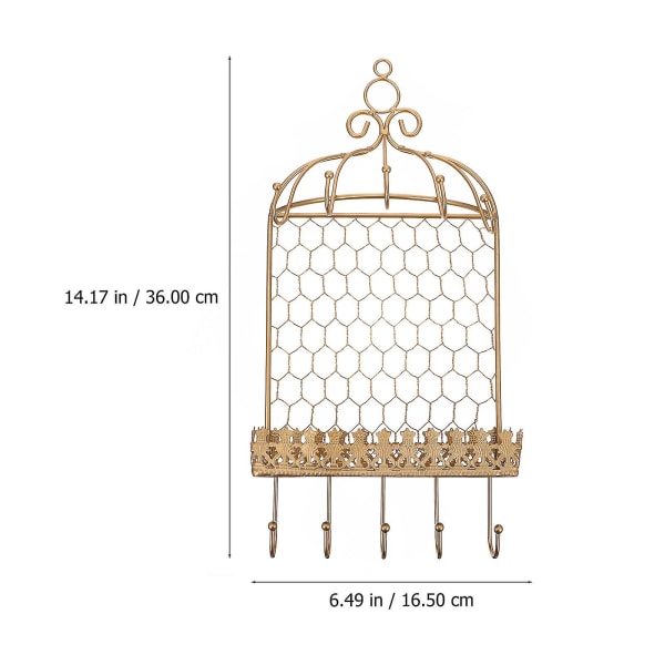 1 stk Birdcage Design smykkeopbevaringsstativ Creative Iron Wall Type Smykkestativ
