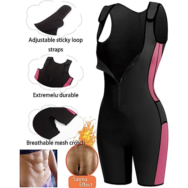 Kvindernes Full Body Shapewear Sport Sweat Neopren Dragt, Taljetræner Bodysuit med Justerbar black 2XL