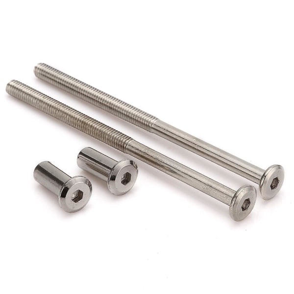 10 st M6 Möbelskarv Koppling Bult & Lockmutter Kit Används för Spjälsäng Bult Hex Driv Socket Lockmutter - Hex Socket Skruvar Huvud (80mm)