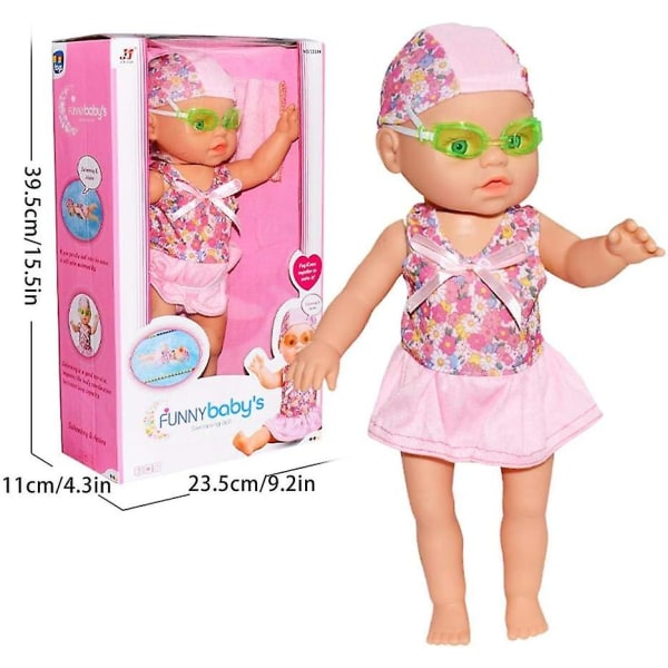 Hinffinity uima-nukke sähköinen lasten vesikylpylelu vedenpitävä induktio-allas kelluva lelu söpö minikoristeet nukke yli 3-vuotiaille pojille tytöille