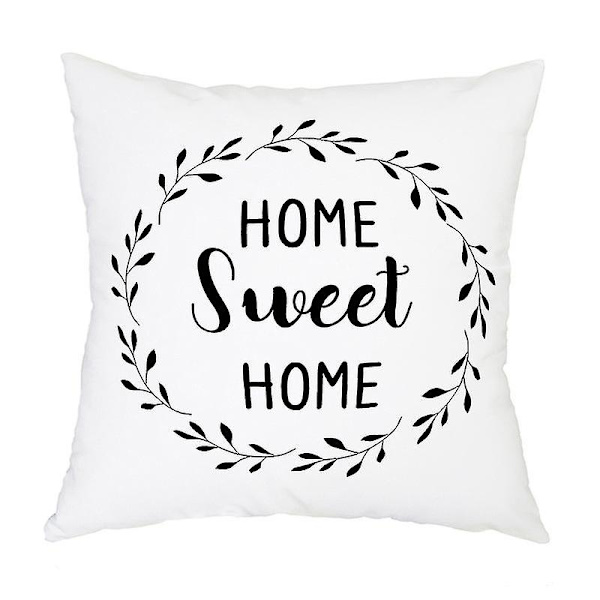 Set med 4 stk Home Sweet Home putetrekk, 18x18 tommer, R for Sofa Bed Couch Home Bed For