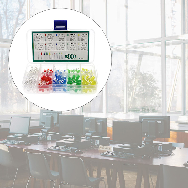 500 stk. LED-diodelys, 5 farver 5 mm og 3 mm lysdioder LED-assortiment