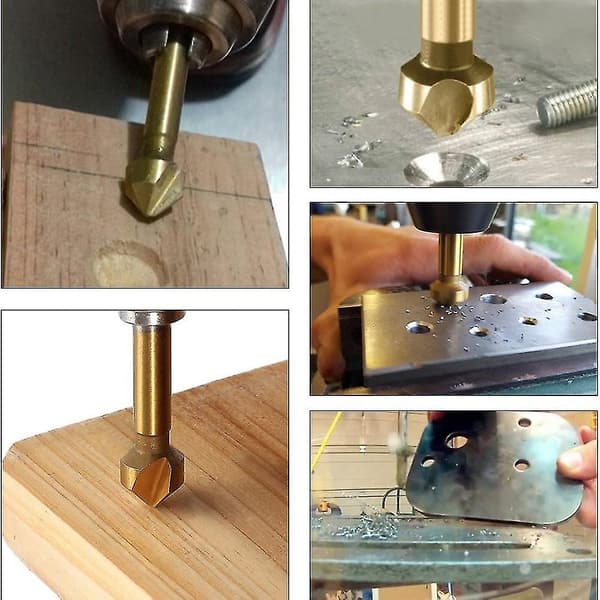 8 stk HSS Senkbor Sæt 90 Grader Senkbor Bits Titan Chamfer Cutter Mill Drill B