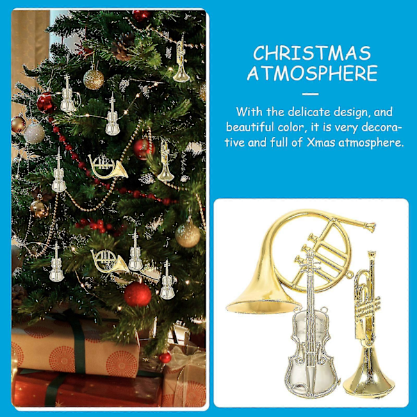12 st Heminredning Mini Trumpet Jul Musikinstrument Ornament Julstrumpa Fyllning Barn Miniatyr Valthorn