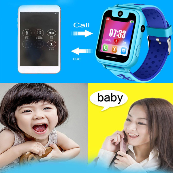 2g Gsm Kids Smart Watch Vanntett mobiltelefonklokke 1,54 tommers HD berøringsskjermklokke med telefonsamtaler Sos Alarmer Kamerakalkulator