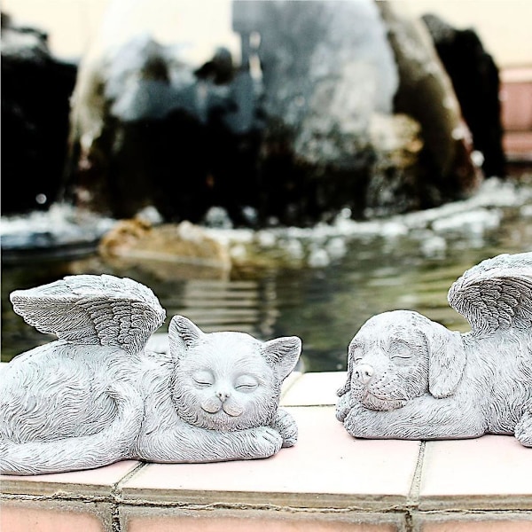 Ängelhund Ängelkatt Husdjursminnesmärke Gravsten Kreativ Ängel Husdjursstaty
