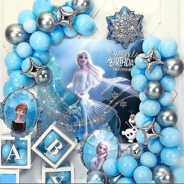 Frozen Elsa Anna Tema Poster Ballonger Girlang Båge Kit Barn Kalas Dekoration Festtillbehör