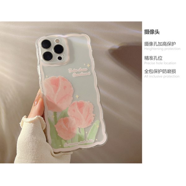 Sød iPhone 13 Cover til Kvinder Piger, Charmerende Blomstermønster Bølge Comfor