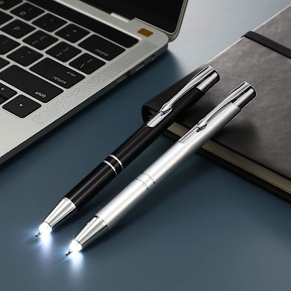 4 st Luminous Pointed Pen Metallkulspetspenna Med Ljusstark Led-belyst Penna Svart In
