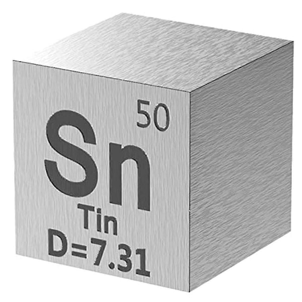 Tenn Element Sn Densitet Kub - Elements Collection Periodiska Systemet - Lab Experiment Material DIY Display, 25.4mm / 1 Tum
