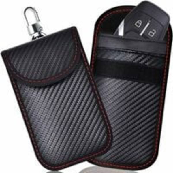 Anti RFID Bilnøgle Etui Signal Blokering Faraday Pung Pose, 2 Pak RFID Signal Blokering Punge til Bilnøgle, Carbon Fiber Anti RFID Beskyttende Etui