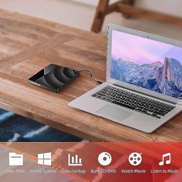 Extern CD/DVD-enhet, USB 3.0 & Typ C-adapter CD DVD RW Re