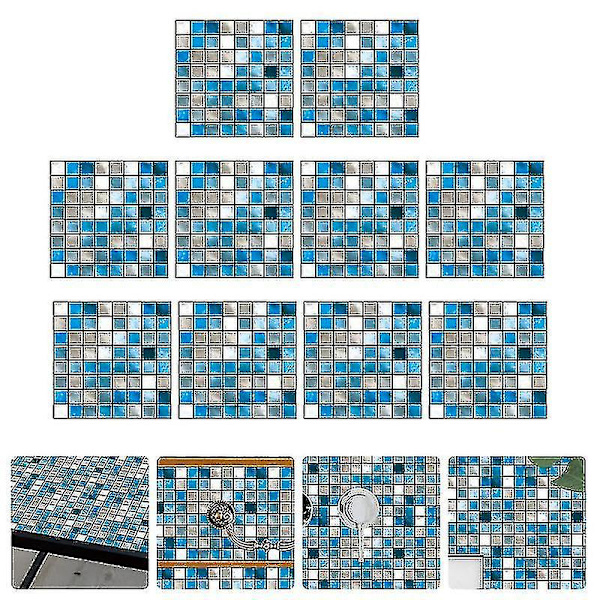 10 stk. Imitation Fliser Stickers Badeværelse Væg Stickers Hjem E