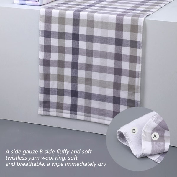 Pyyhe 2-osainen pyyhe, kylpypyyhe, kasvopyyhe, vieraspyyhe, suihkupyyhe, puuvilla ruutukuvio 34 x 72 cm grey