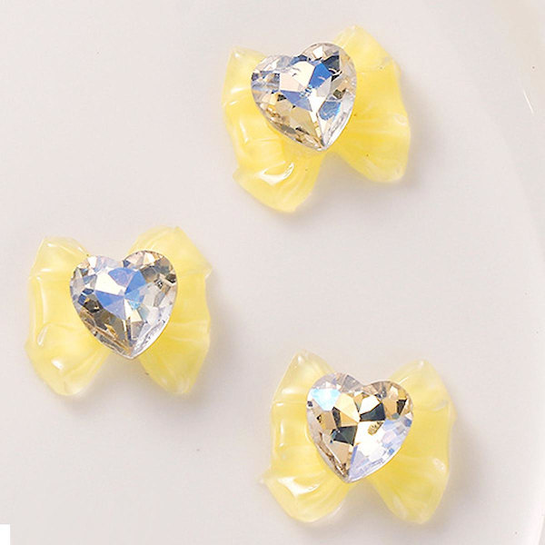 12 stk neglepynt Transparent farge sløyfe negletilbehør Resin formet drill neglepynt