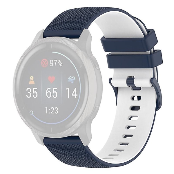 Garmin Venu2 Plus/venu Sq/vivomove -ruudukkoinen silikoniranneke 20 mm, kaksiväri Navy Blue White