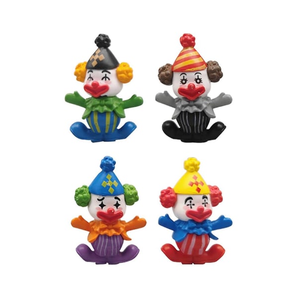 4 st miniatyrfigurer av harts, skrivbordstillbehör, clowndockor, hartsminiatyrfigur, landskapsdekor