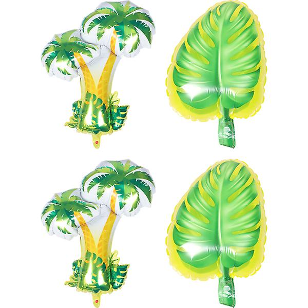 4 stk. Hawaii-tema ballonger Hawaii ballong palme og Monstera ballong