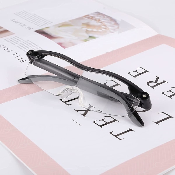 Läsglasögon med ljus, HD-förstoringsglasögon med 160 % LED-upplyst uppladdningsbar förstoringsglasögon för läshobby och närarbete