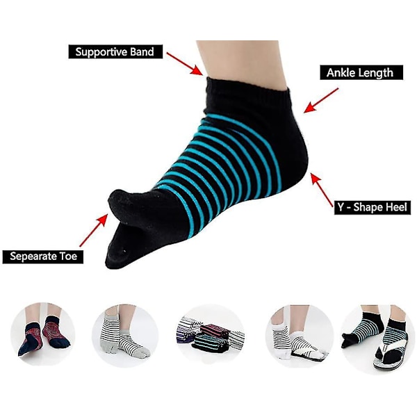 Tåsokker Bomuld Atletiske Tåseparator Sokker - Fem Fingersokker/ Flip Flop Fane