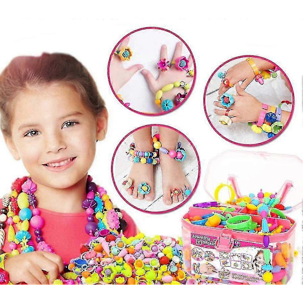 Snap Pop Pärlor för Flickor Leksaker, Barn Smycken Gör-Det-Själv Armband Halsband