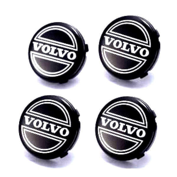 Musta Volvo auton pyörän keskikorkit navan cover 65mm 4 kpl malleihin C70, S60, V60, V70