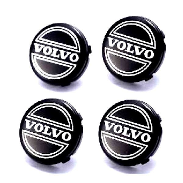 Svarta Volvo-bils hjulnavkapslar navkapsel 65 mm 4 st för C70, S60, V60, V70