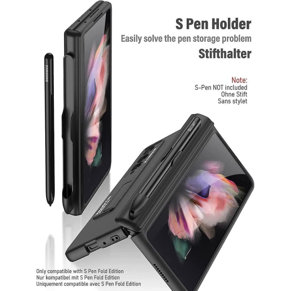 Hengselbeskyttelse Kickstand-deksel Kompatibel Samsung Galaxy Z Fold 4 med S Pen-spor og innebygd skjermbeskytter Green