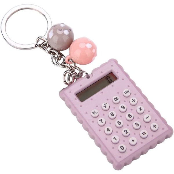 Mini Calculator Portable PVC 8 ​​Digit Electronic Calculator with Silicone Buttons and Keychain Buckle for Kids Students Mini Calculator