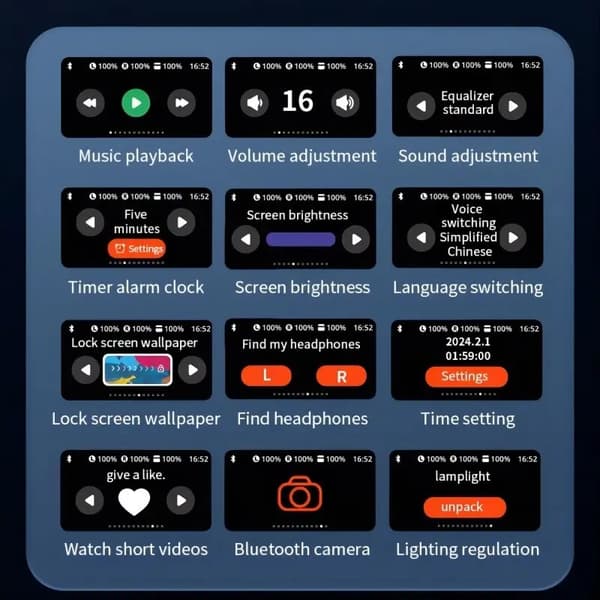 Touch Screen ANC Aktiv Støjreducerende Trådløse Hovedtelefoner TWS Ørepropper Stereo Spatial Audio HIFI Hovedtelefoner