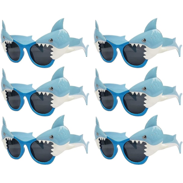 Shark Glasses Party Favors, 6 kpl Shark Photo Booth Props Ocean Pool Party Supplies -asu