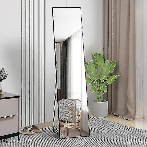 150 cm svart smalram fribärande väggmonterad spegel