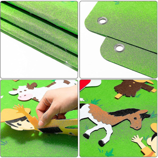 Farm Animals Felt Story Board Set 3,5ft Esikoulun maalaistalo-teemalla kerrottava seinälle ripustettava lelu