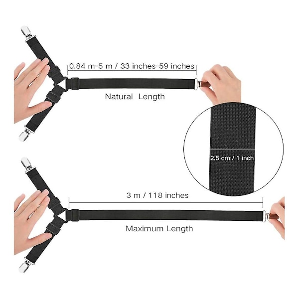 2 stk. Justerbare Elastiske Suspender Gripper Holder Stropper Klip Til Seng Sengetøj Madrasovertræk Sofa C