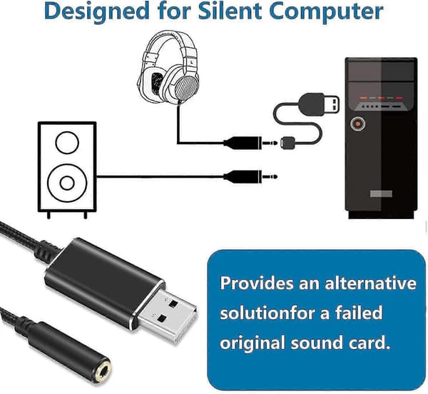 USB-lydadapter, USB til 3,5 mm lydstikadapter, ekstern USB
