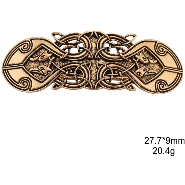 Metall Celtic hårspänne retro Odins korp hårnål handgjorda våren nypa hår smycken bröllop brud håraccessoarer kvinnor（Guld)