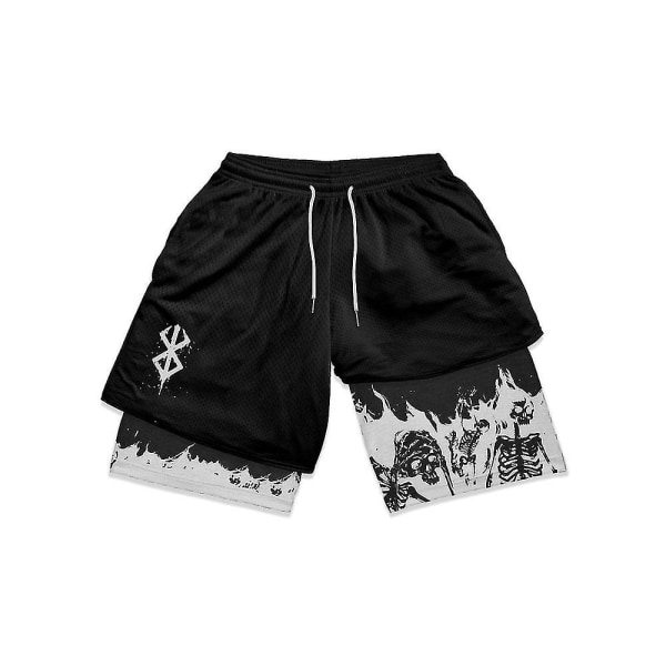 Anime Gym Shorts Mænd Kvinder Berserk Manga 3d Print 2 I 1 Performance Shorts Træning Sommer Hurtigtørrende Kompressionsshorts Bukser 14 XL